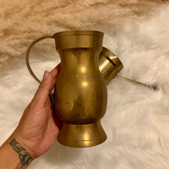 2 Piece Set Gold Brass Vase and Cup Ladle Handle - Picture 2 of 9